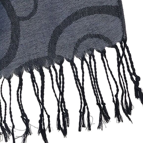 NEW F.C. Womens Dark Gray Swirl Circle Pashmina Fringe Scarf Shawl - Picture 5 of 8